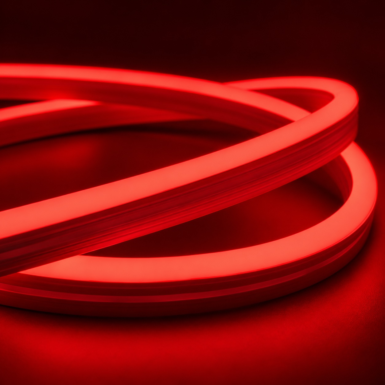 Illustrative red illuminated neon flex coil